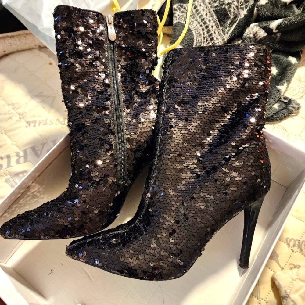 Sequined Stiletto Boots